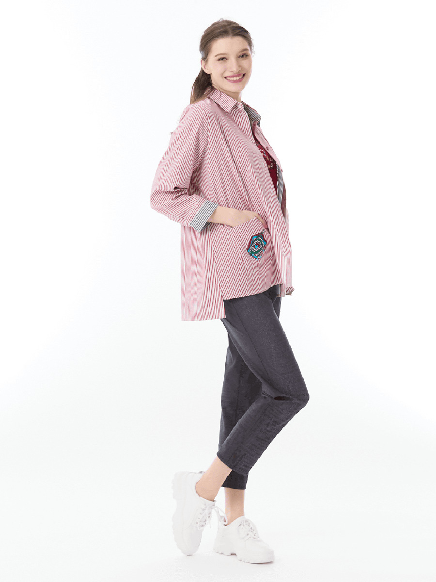 立体ストライプ ポケットつきブラウス｜アトリエドール公式オンライン