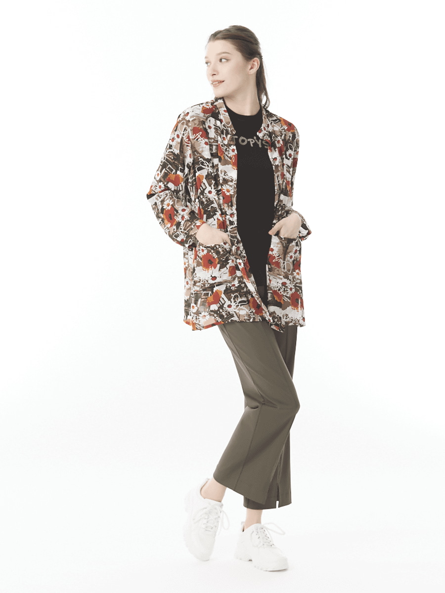 フランス柄 ジョーゼットチュニックブラウス｜アトリエドール公式