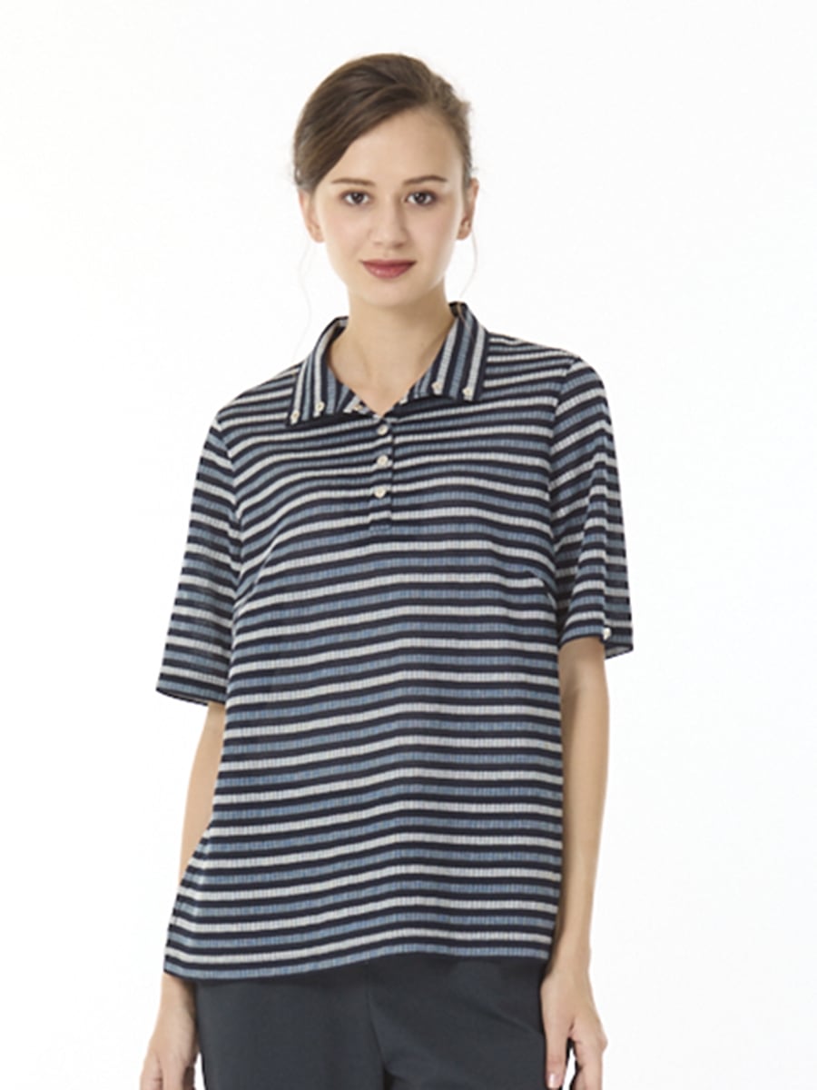 ジャカードボーダー 襟付きカットソー｜アトリエドール公式