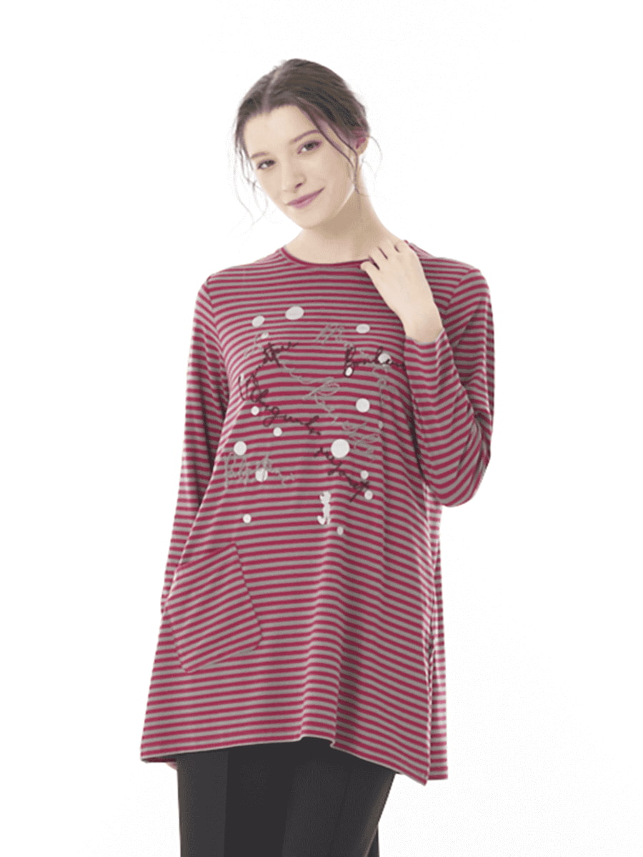 あったか素材 ボーダーチュニック｜アトリエドール公式オンライン