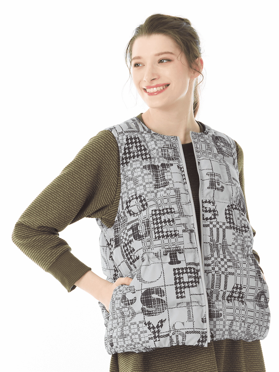 洗える中綿 プリントベスト｜アトリエドール公式オンラインショップ