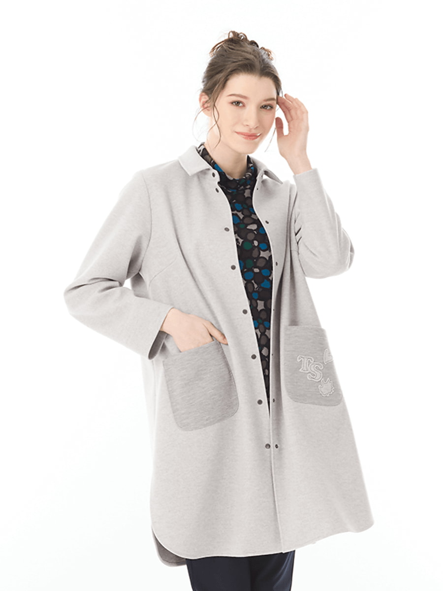 シルク×ヴィーゼル ♡ リバーシブルフードデザインコート グレージュ