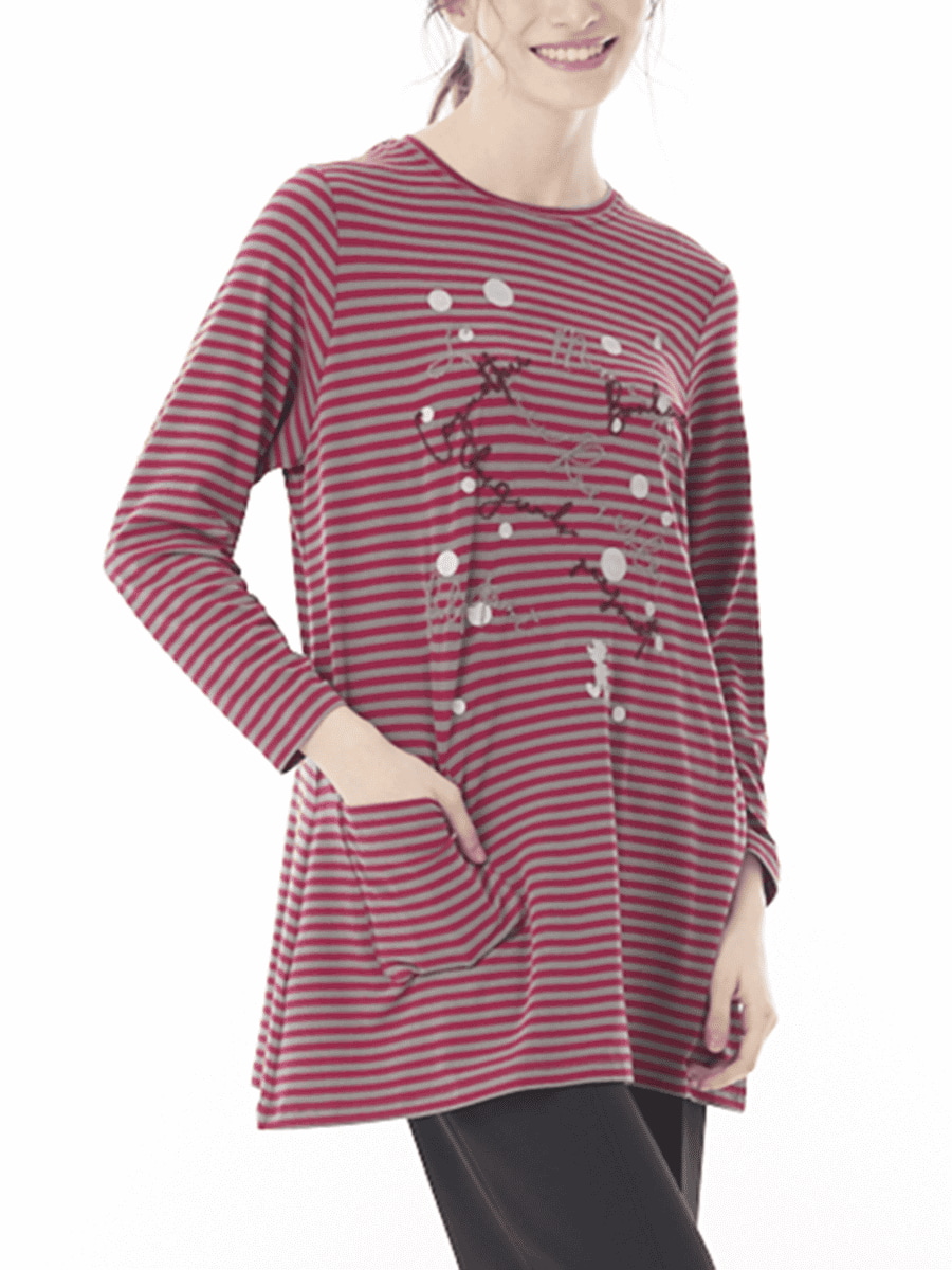 あったか素材 ボーダーチュニック