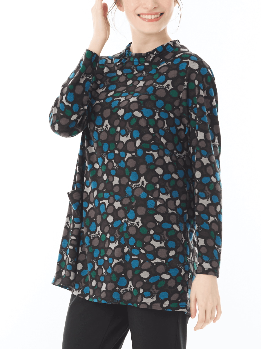 あったかフラワー プリントポケットつきカットソー