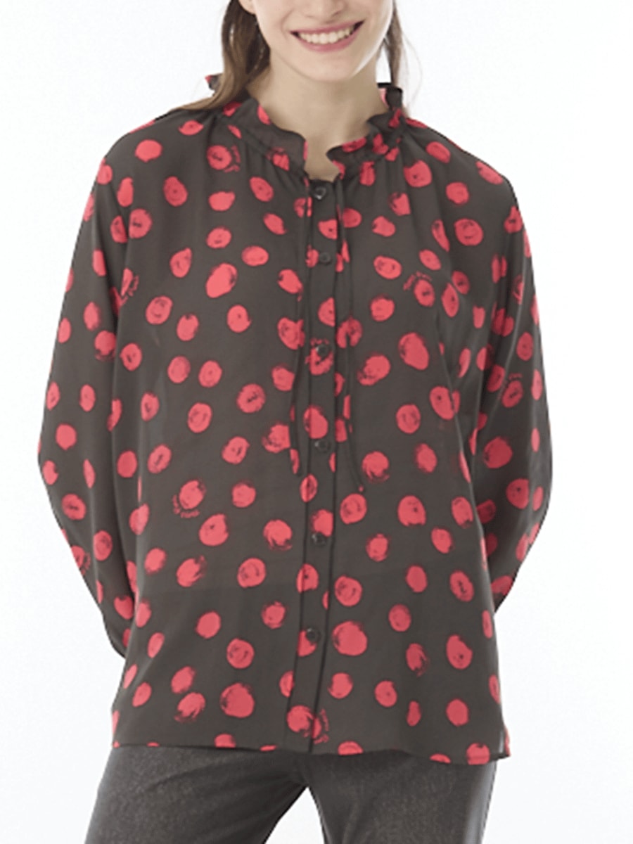 冷感ドット プリントデザイン衿ブラウス｜アトリエドール公式