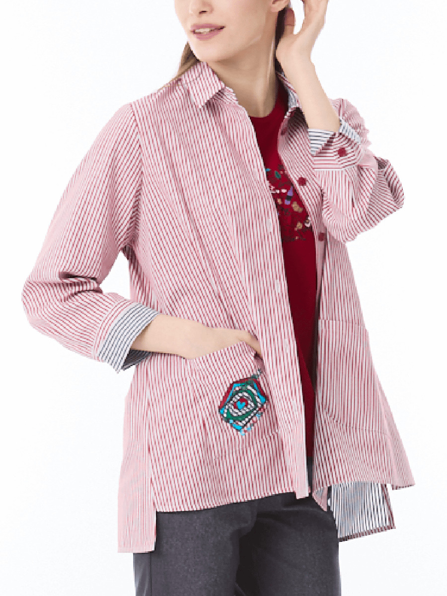 立体ストライプ ポケットつきブラウス｜アトリエドール公式