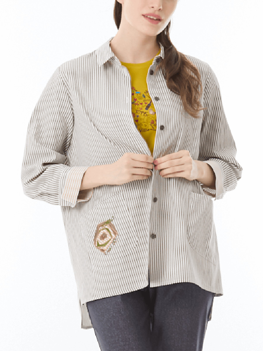 立体ストライプ ポケットつきブラウス｜アトリエドール公式オンライン