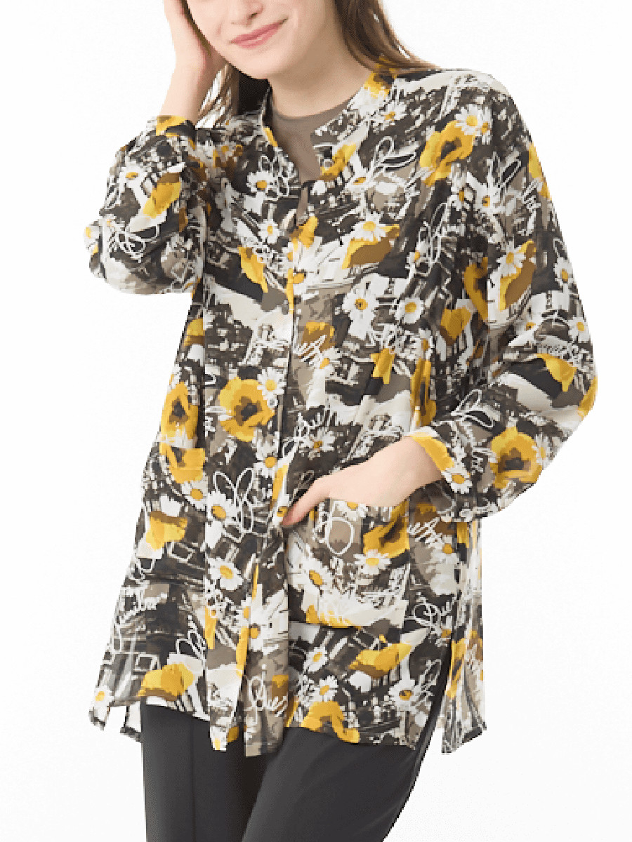 フランス柄 ジョーゼットチュニックブラウス｜アトリエドール公式