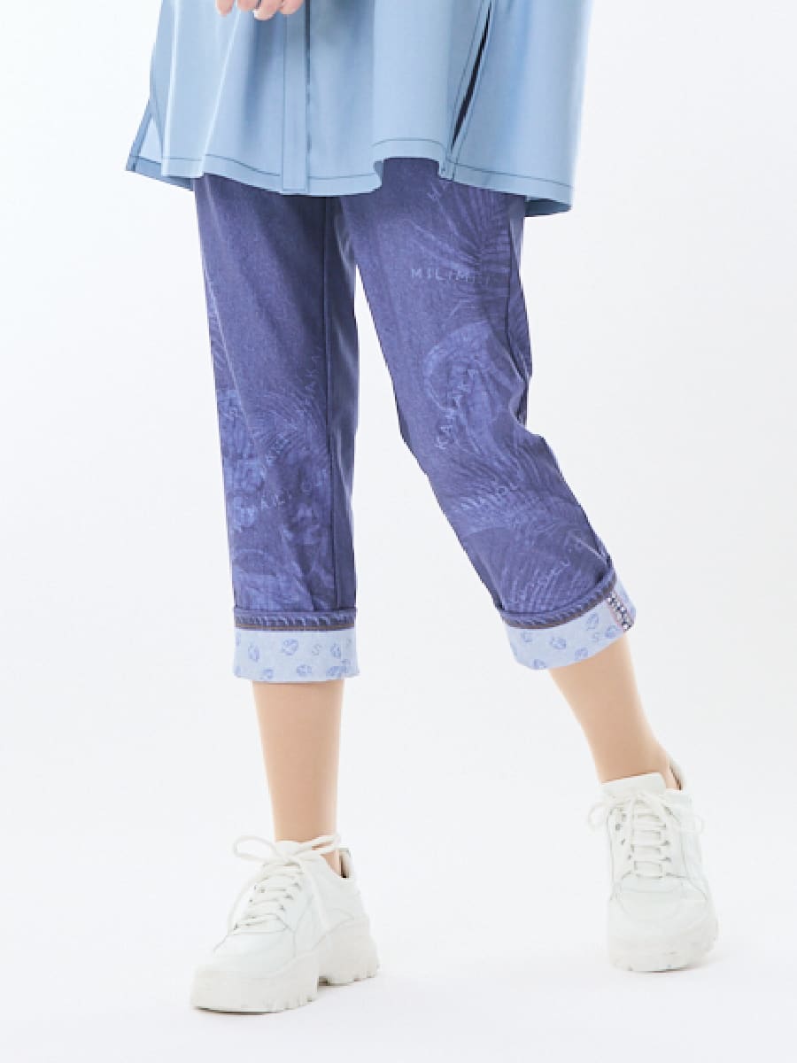 ストレッチデニム風プリントパンツ