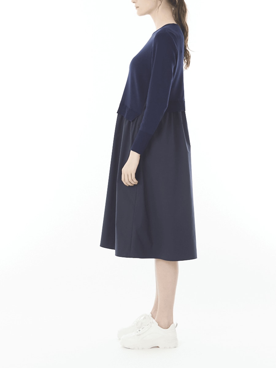 ニット＆タイプライター素材 重ね着風ワンピース｜アトリエドール公式