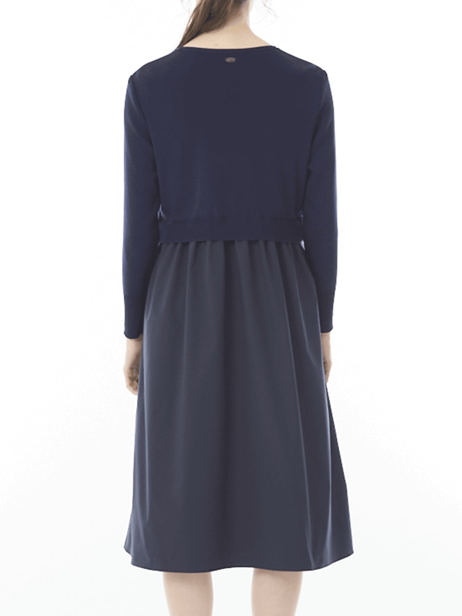 ニット＆タイプライター素材 重ね着風ワンピース｜アトリエドール公式