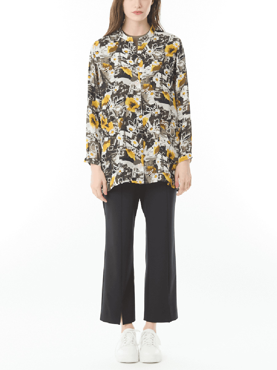 フランス柄 ジョーゼットチュニックブラウス｜アトリエドール公式